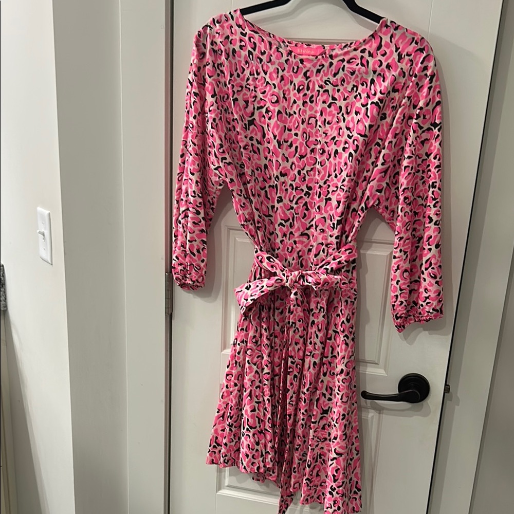 Lilly Pulitzer Pink Leopard Print Midi Dress